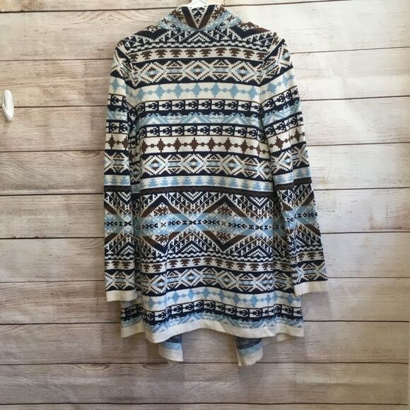 LUCKY BRAND OPEN FRONT SWEATER IN AZTEC PRINT‎ - Picture 3 of 6